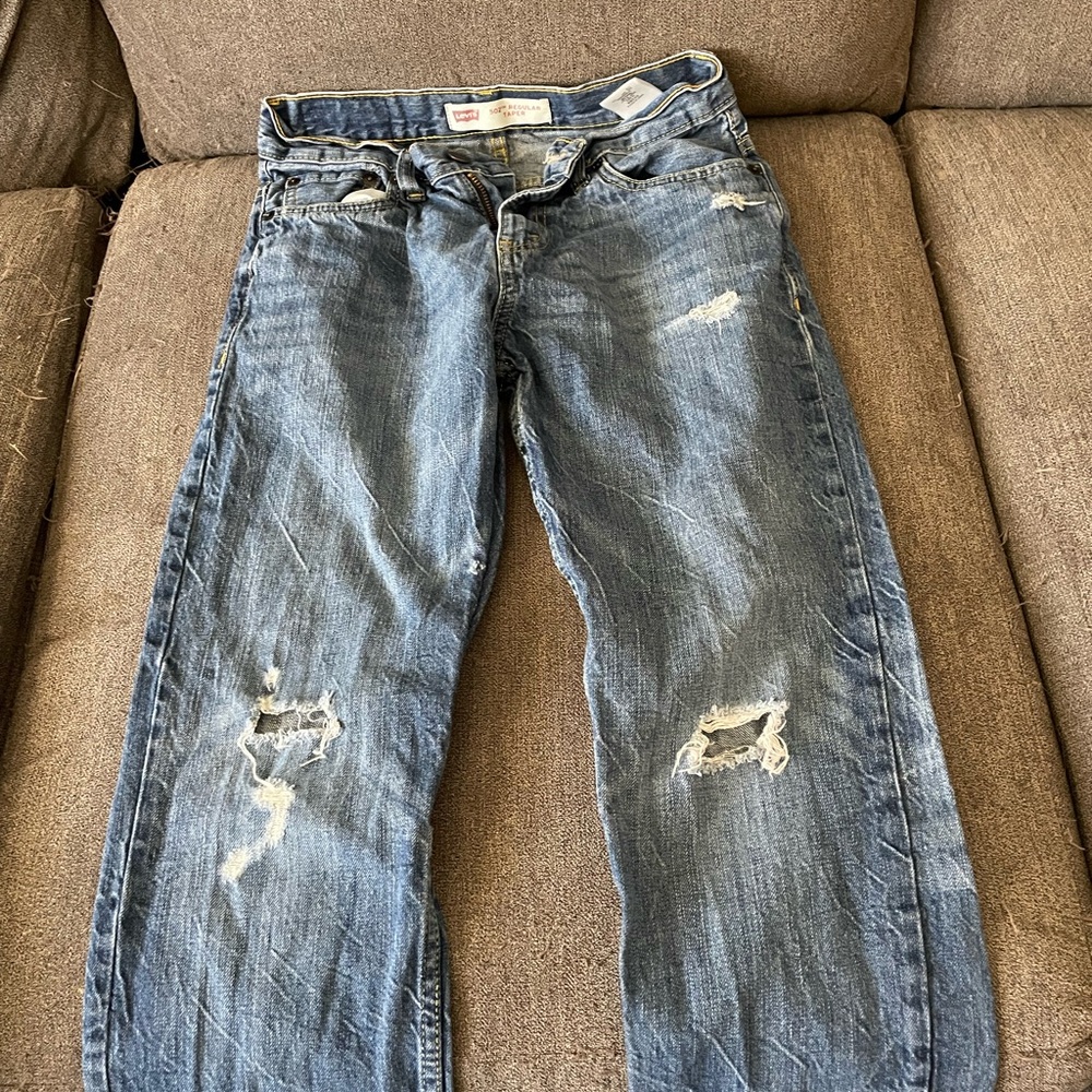 Levi's Women's Straight Leg Distressed Blue Jeans